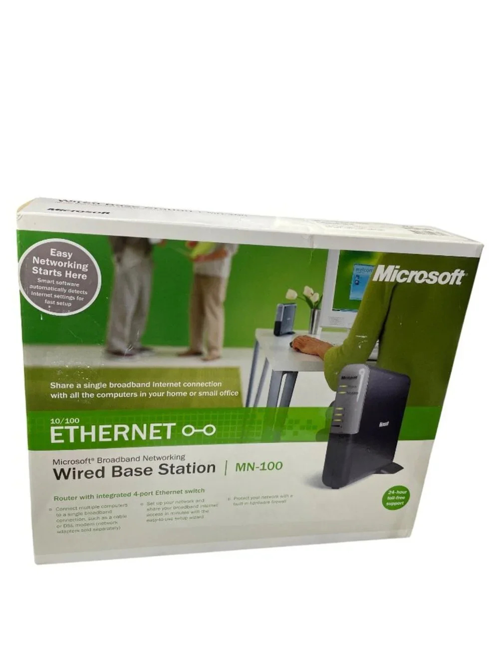 Microsoft MN100 wired base station router 10/100 ethernet vtg sealed SKU 10-800